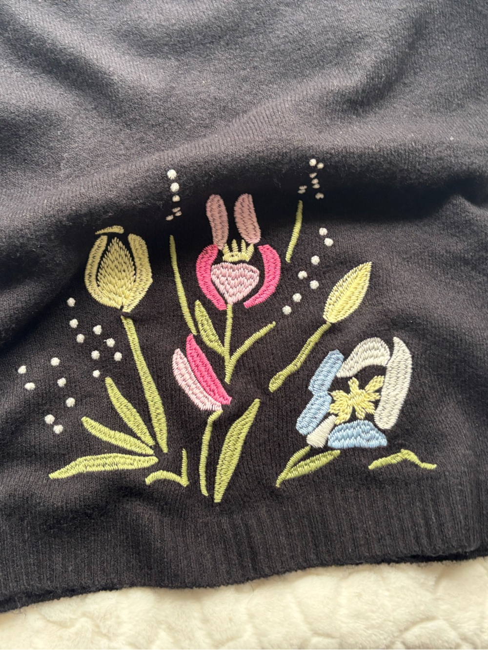Ted Baker Black Floral Embroidered Crewneck Sweater - Picture 6 of 9